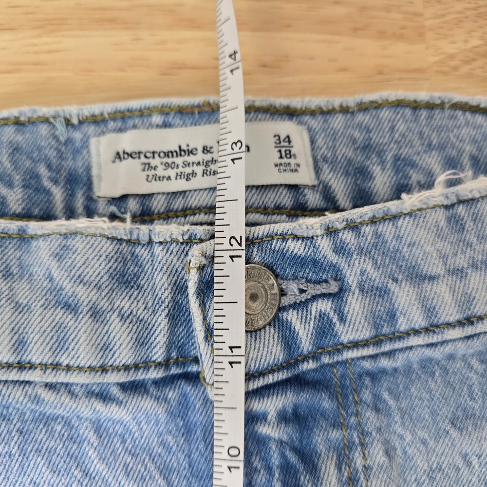 Abercrombie Fitch 90s‎ Straight Ultra High Rise Jeans Light Wash Size 34 / 18 - Picture 7 of 10